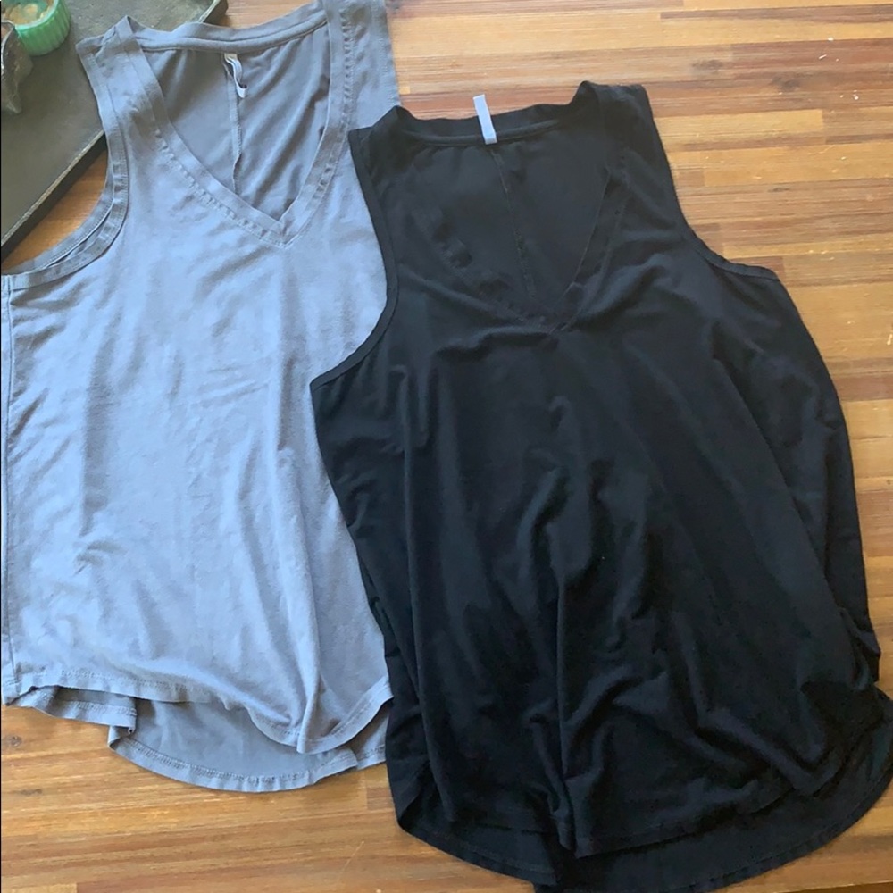 Luxe microfiber tanks with scoop hem.